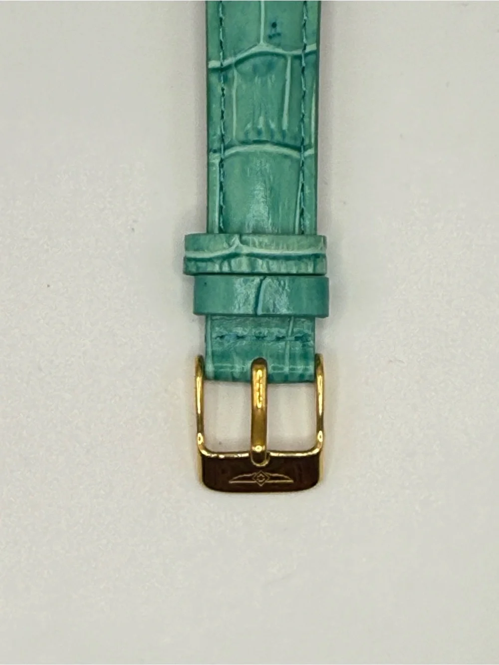 Invicta 16mm Teal Alligator Embossed Leather Watch Band Gold Tone Buckle
